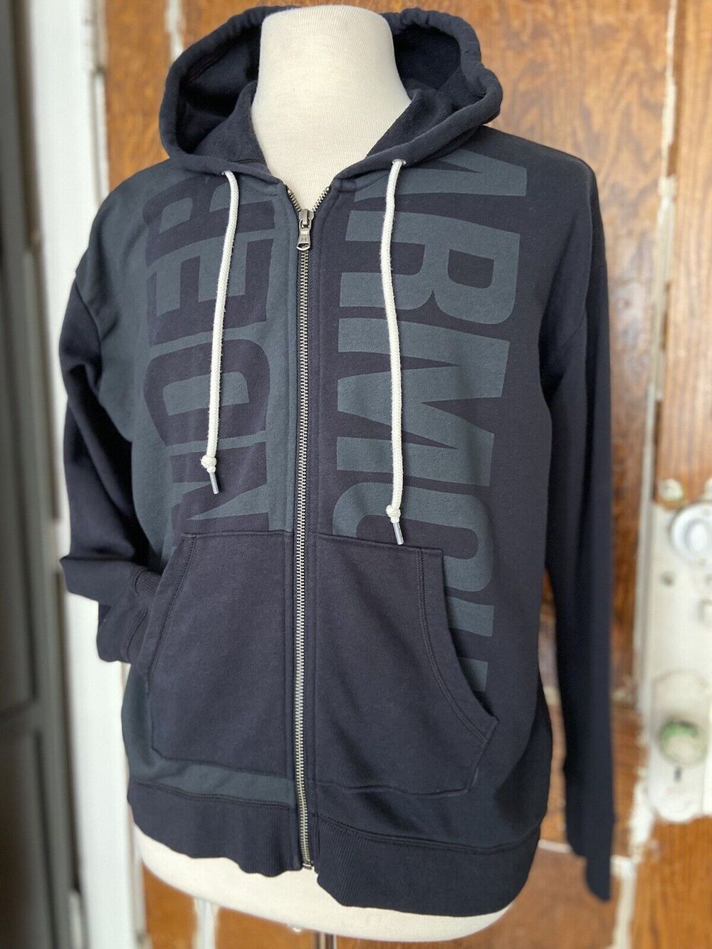 UNDER ARMOUR Black /Grey Full Zip Cotton Hoodie Mens sz M